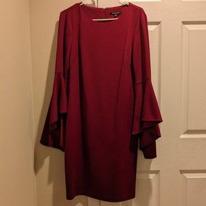 Marina Burgundy Dress with flowing sleeves Size 6